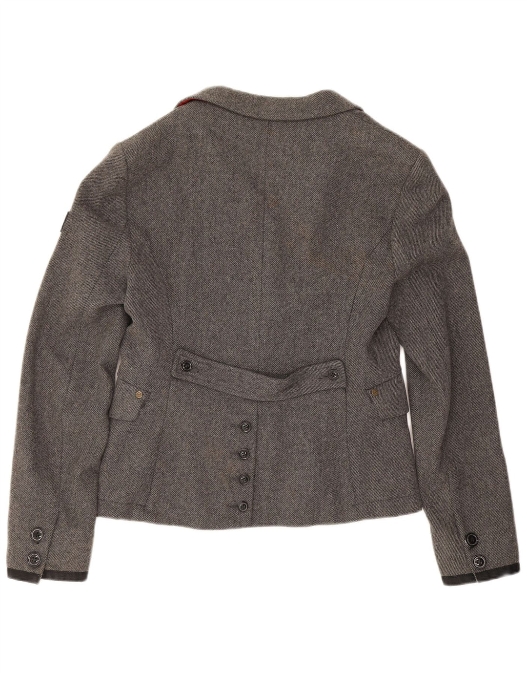 Superdry Womens 2 Button Blazer Jacket UK 14 Large Grey Wool