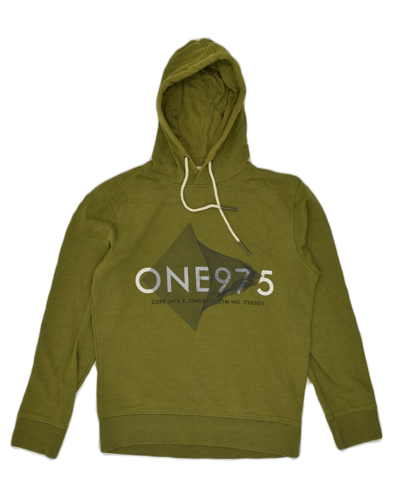 JACK & JONES Mens Graphic Hoodie Jumper Medium Green Cotton | Vintage Jack & Jones | Thrift | Second-Hand Jack & Jones | Used Clothing | Messina Hembry 