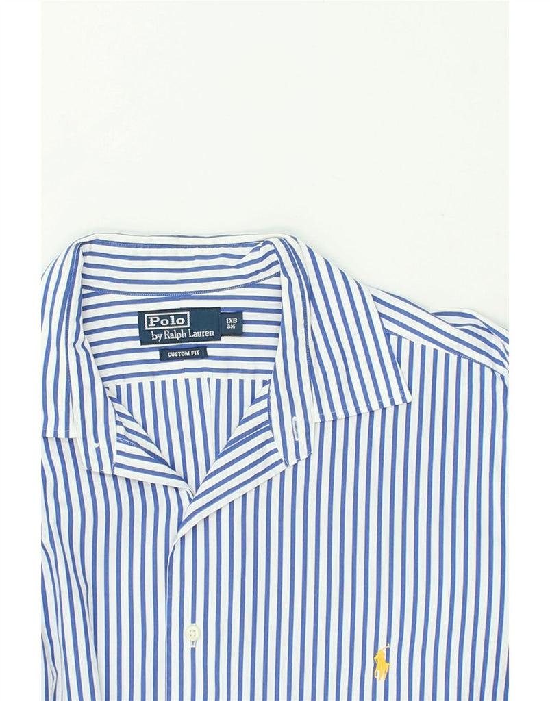 POLO RALPH LAUREN Mens Custom Fit Shirt XL Blue Pinstripe Cotton | Vintage Polo Ralph Lauren | Thrift | Second-Hand Polo Ralph Lauren | Used Clothing | Messina Hembry 