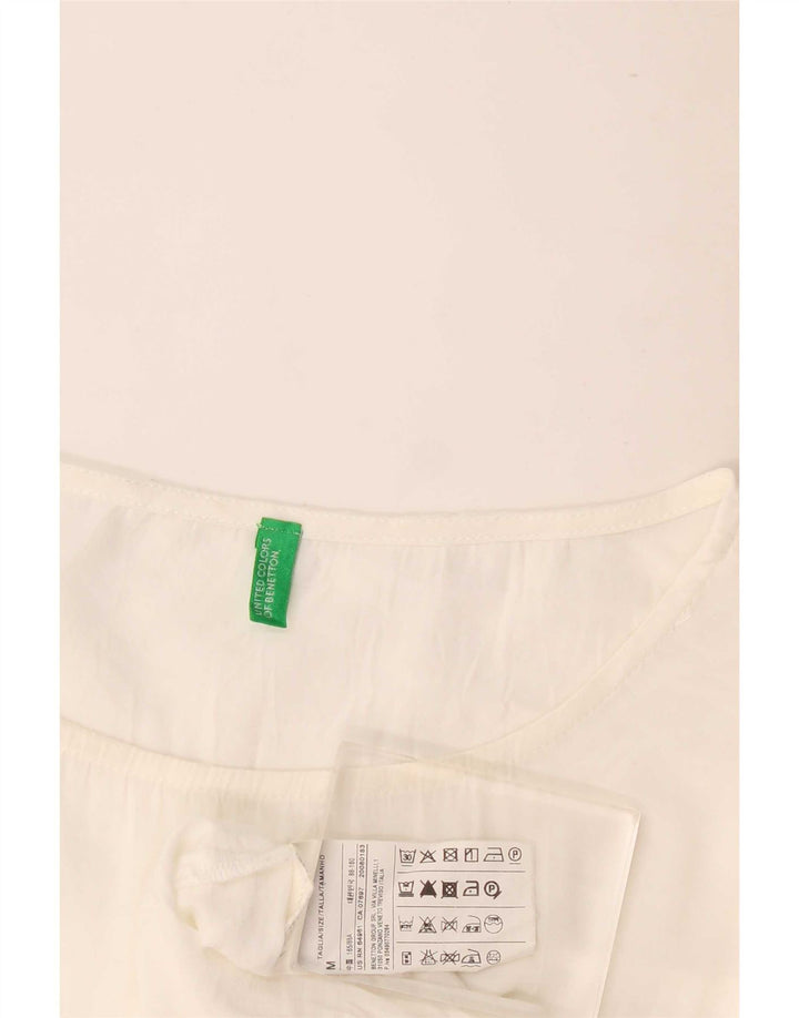 Benetton Womens 3/4 Sleeve Tunic Top UK 14 Medium White Viscose