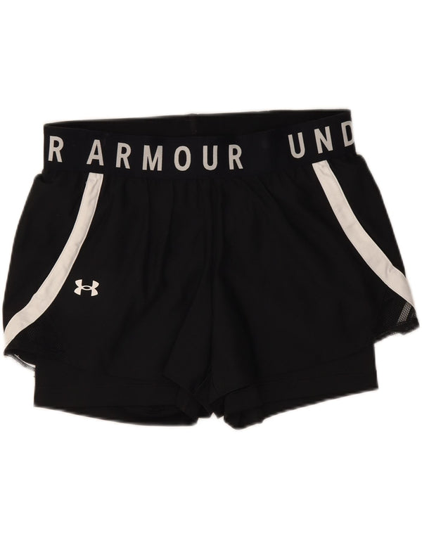 Under Armour Womens Graphic Sport Shorts UK 14 Large  Black Colourblock