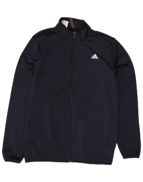 Adidas Boys Primegreen Graphic Tracksuit Top Jacket 15-16 Years Navy Blue