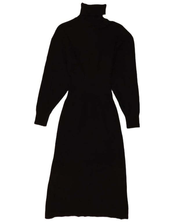 Zara Womens Long Sleeve Jumper Dress UK 8 Small Black Viscose