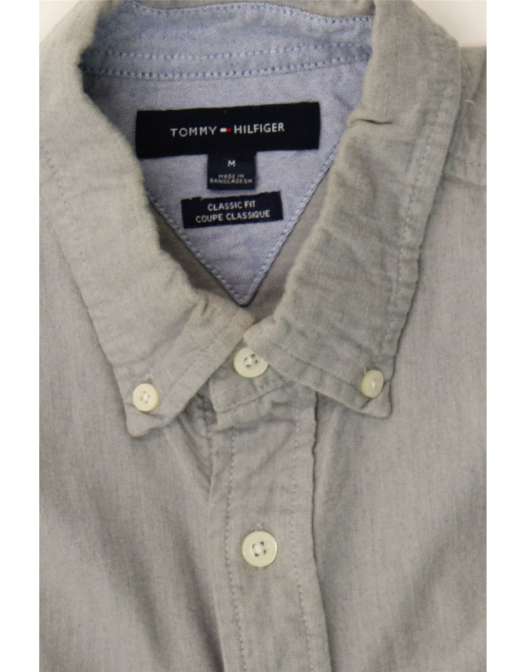 TOMMY HILFIGER Mens Classic Fit Shirt Medium Grey Cotton Vintage Tommy Hilfiger and Second-Hand Tommy Hilfiger from Messina Hembry 