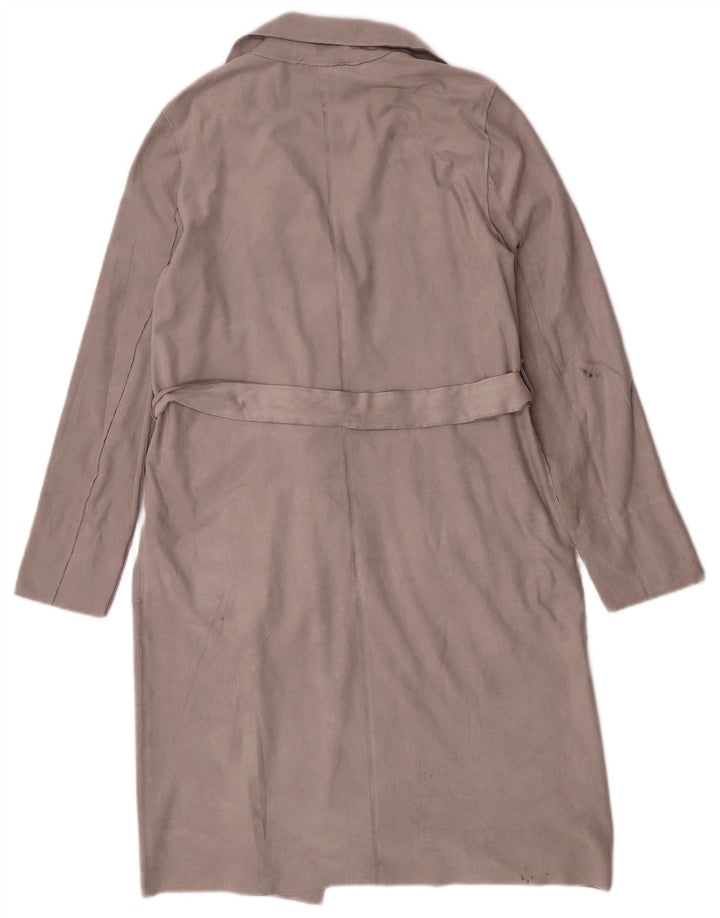 Esprit Womens Faux Suede Trench Coat UK 14 Medium Grey Polyester