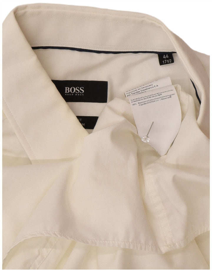 Hugo Boss Mens Slim Fit Shirt Size 44 17 1/2 XL White Cotton
