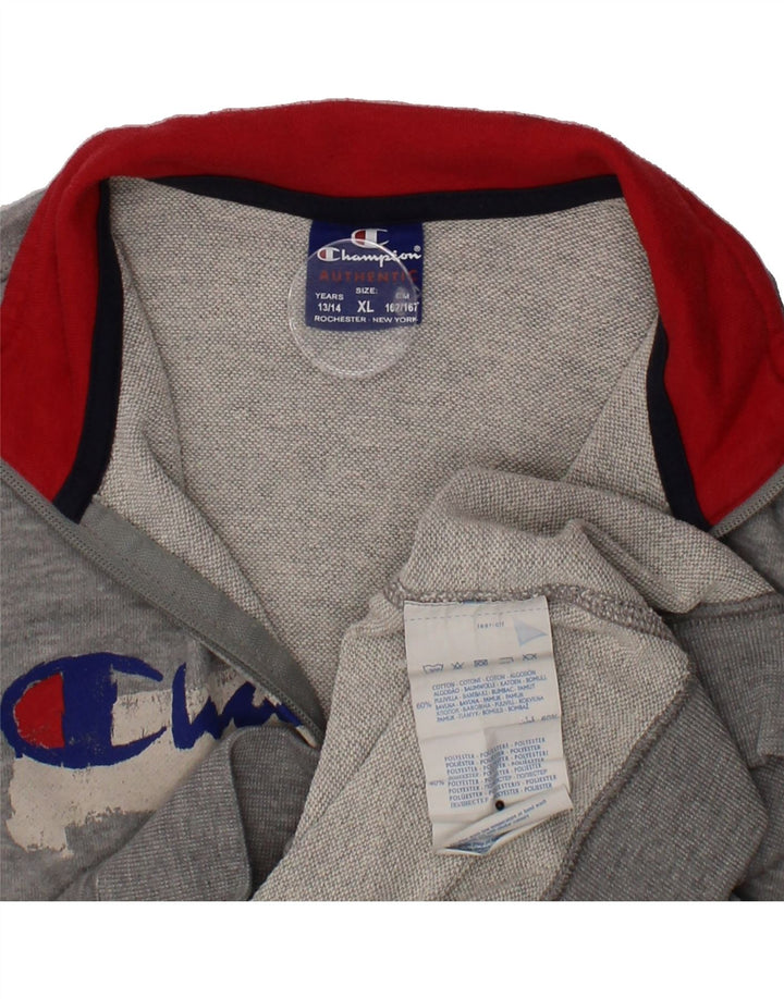 CHAMPION Boys Graphic Tracksuit Top Jacket 13-14 Years XL Grey Flecked Vintage Champion and Second-Hand Champion from Messina Hembry 