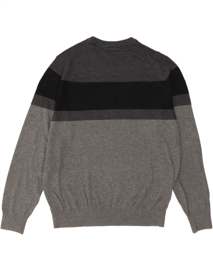 IZOD Mens Crew Neck Jumper Sweater Large Grey Colourblock Cotton Vintage Izod and Second-Hand Izod from Messina Hembry 