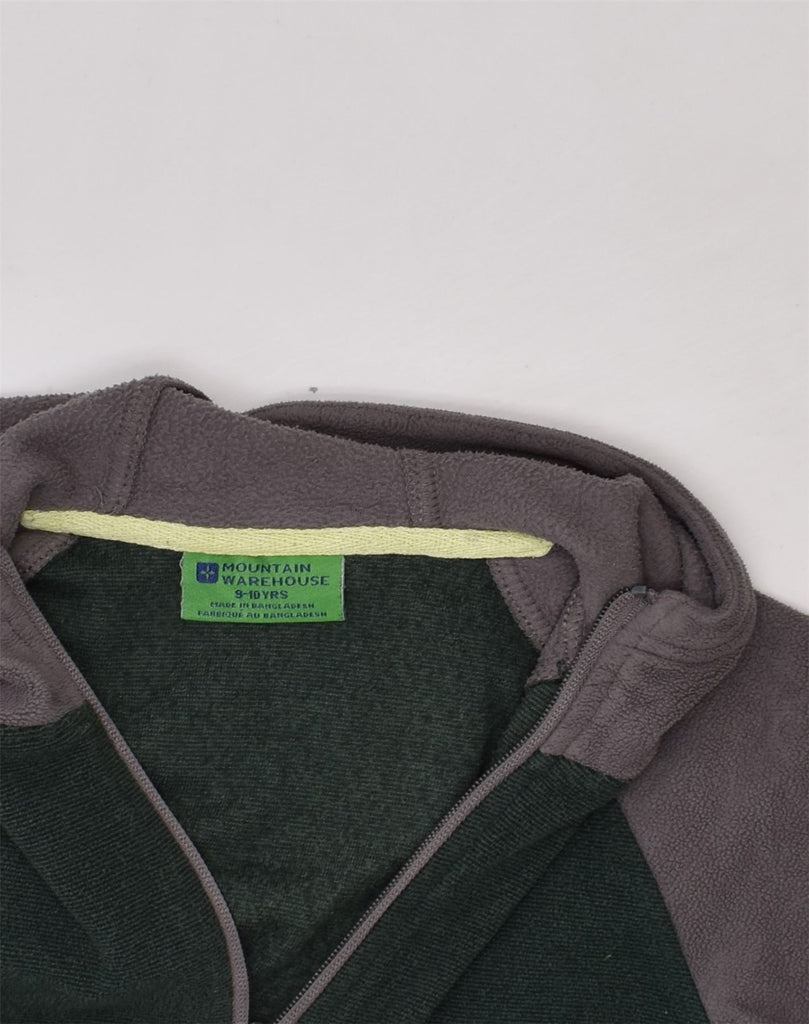 MOUNTAIN WAREHOUSE Boys Hooded Fleece Jacket 9-10 Years Grey Colourblock | Vintage Mountain Warehouse | Thrift | Second-Hand Mountain Warehouse | Used Clothing | Messina Hembry 