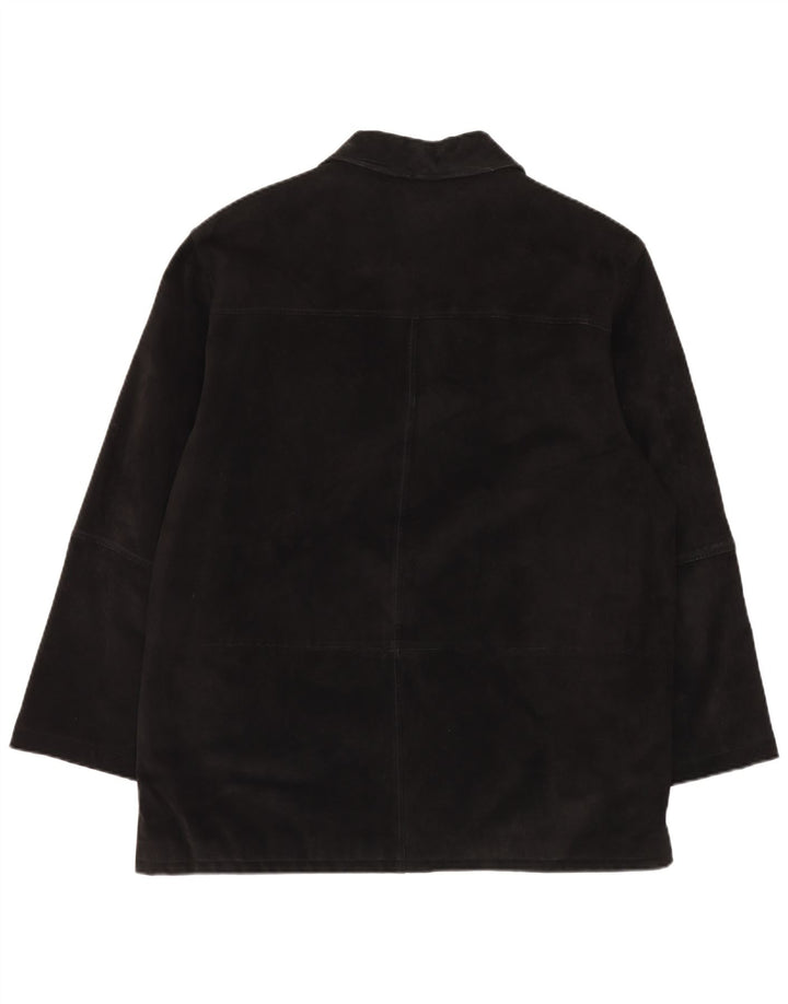 Vintage Mens Regular Fit Suede Jacket UK 42 XL Black Leather