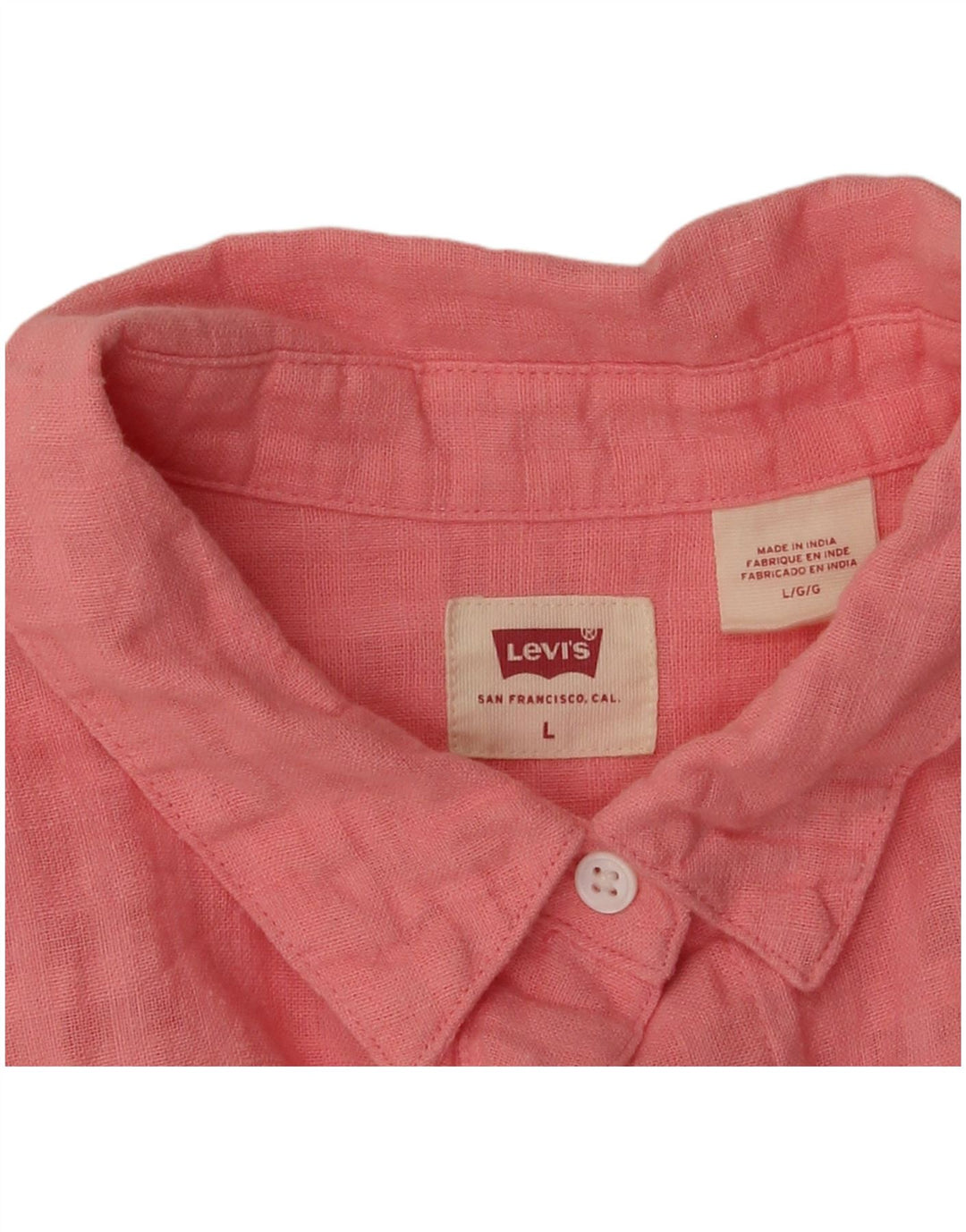 Levi's Womens Short Sleeve Oversized Shirt UK 16 Large Pink Check