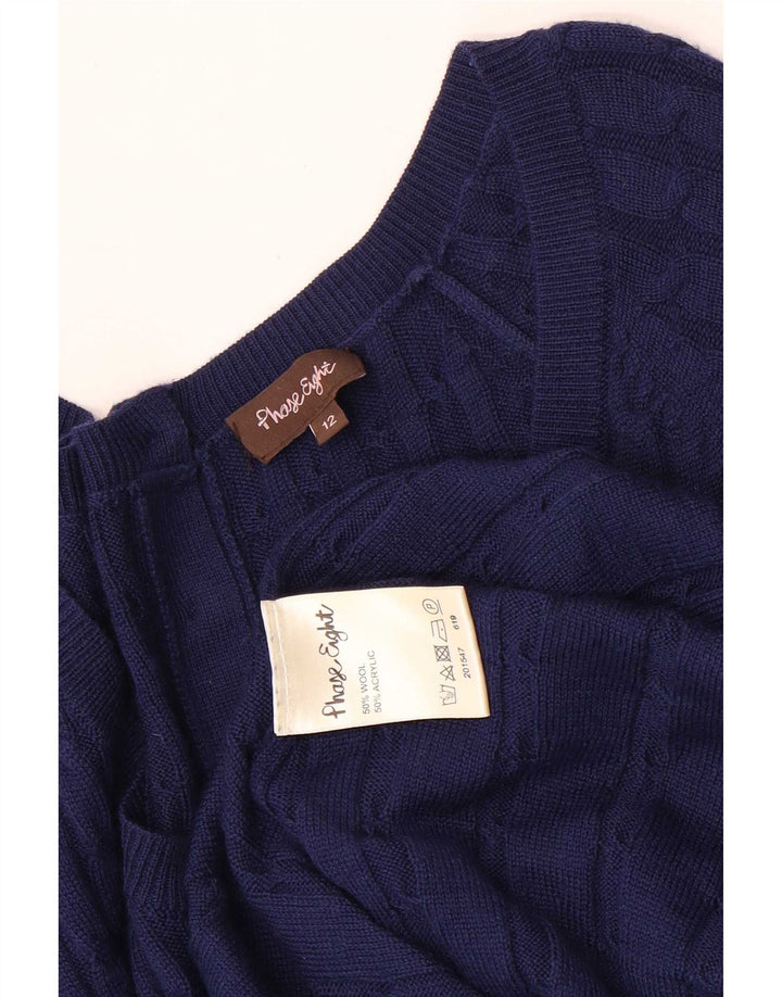 Phase Eight Womens Long Sleeve Jumper Dress UK 12 Medium Navy Blue Wool