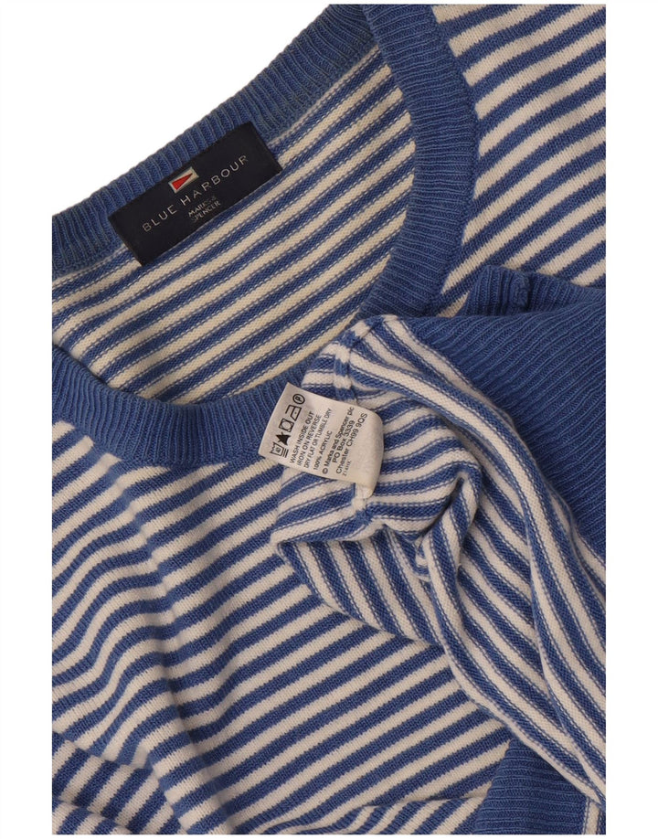 Marks & Spencer Mens Blue Harbour Crew Neck Jumper Sweater XL Blue Striped