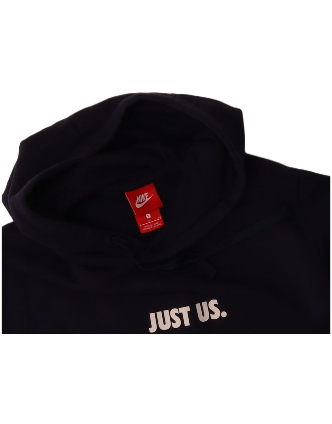 NIKE Mens Graphic Hoodie Jumper Small Navy Blue Cotton