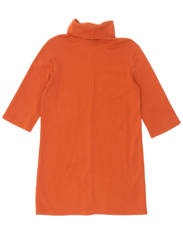 Zara Womens Trafaluc 3/4 Sleeve Shift Dress UK 10 Small Orange Cotton