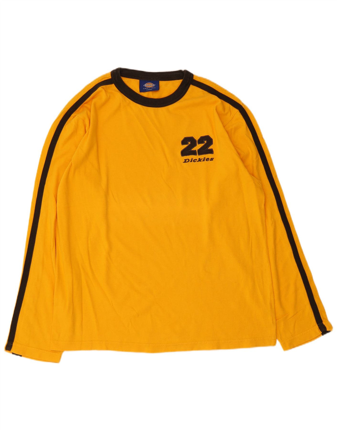 DICKIES Mens Graphic Top Long Sleeve Large Orange Colourblock Cotton