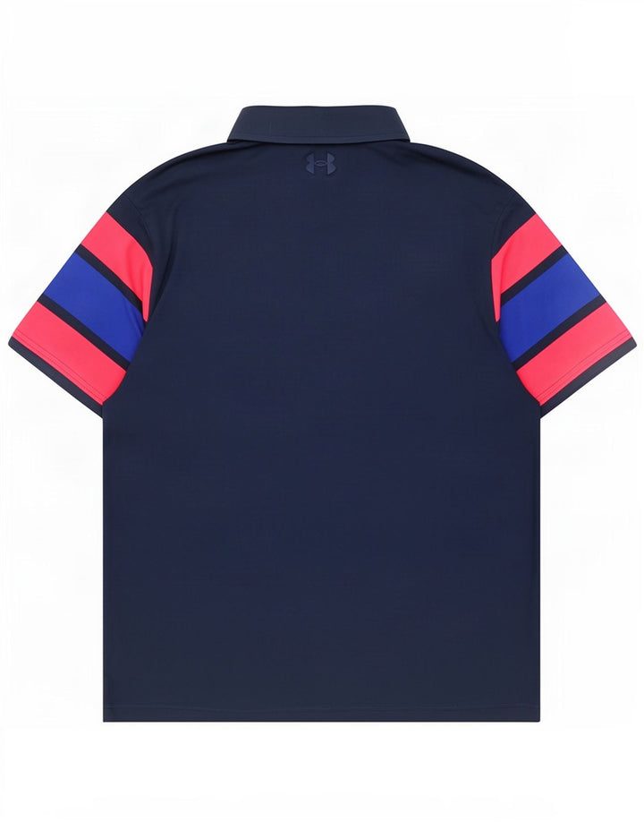 Under Armour Mens Polo Shirt Large Navy Blue Colourblock