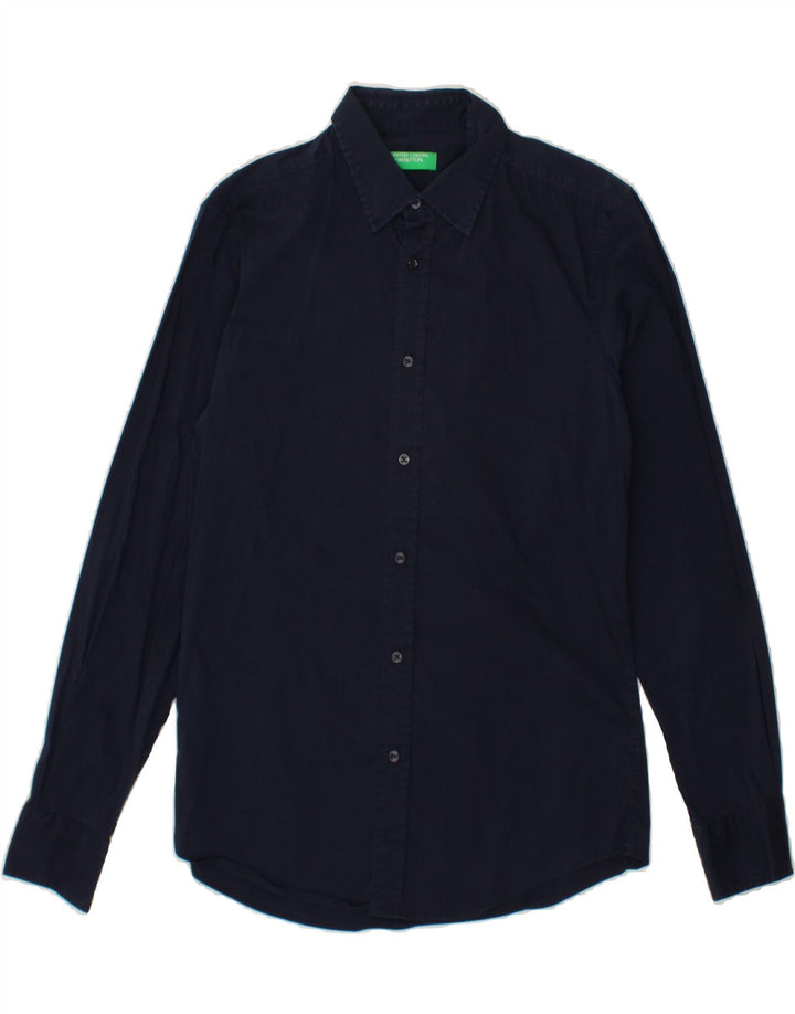 BENETTON Mens Shirt Medium Navy Blue Cotton Vintage Benetton and Second-Hand Benetton from Messina Hembry 