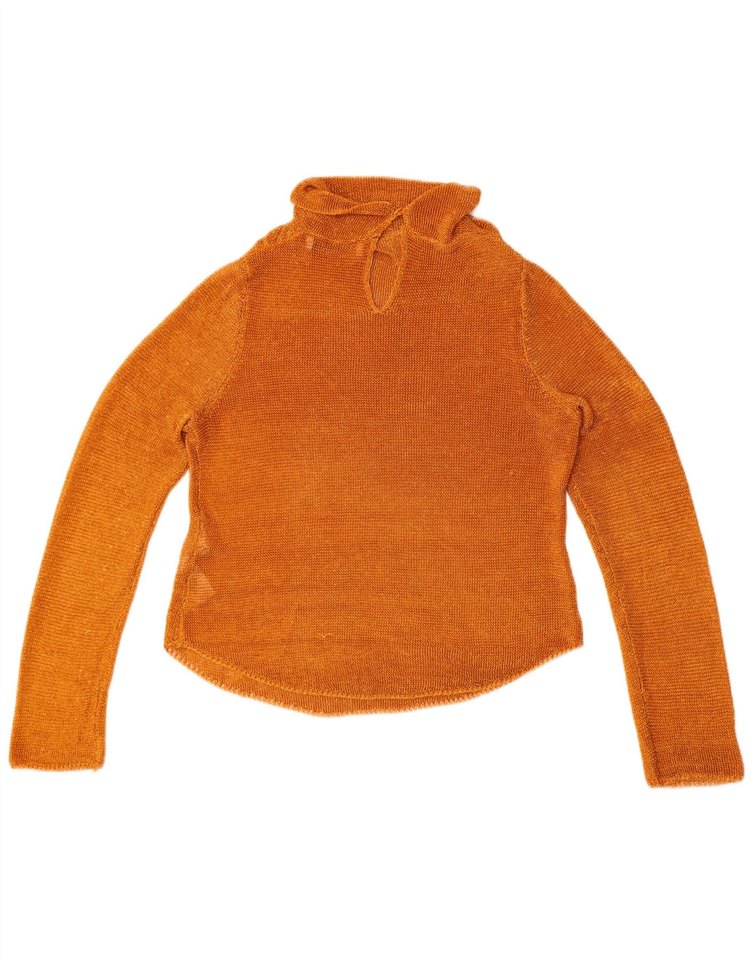 Zara Womens Crop See Through Top Long Sleeve UK 12 Medium Orange Viscose