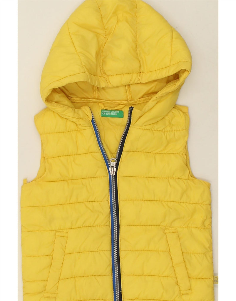 BENETTON Boys Hooded Padded Gilet 3-4 Years Yellow Polyester | Vintage Benetton | Thrift | Second-Hand Benetton | Used Clothing | Messina Hembry 