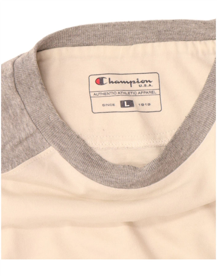 Champion Mens Graphic Top Long Sleeve Large White Colourblock