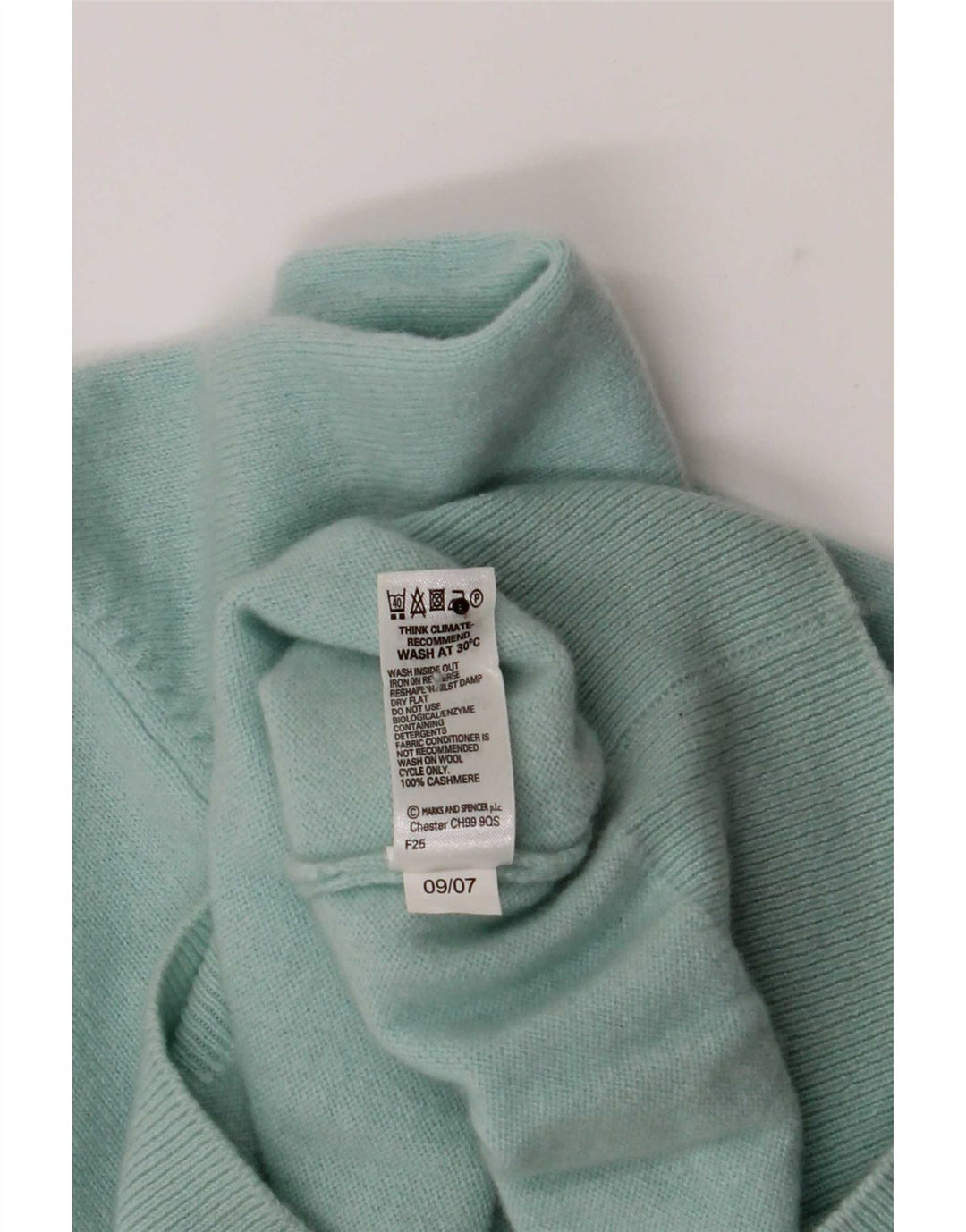 Marks & Spencer Womens Roll Neck Jumper Sweater UK 10 Small Turquoise
