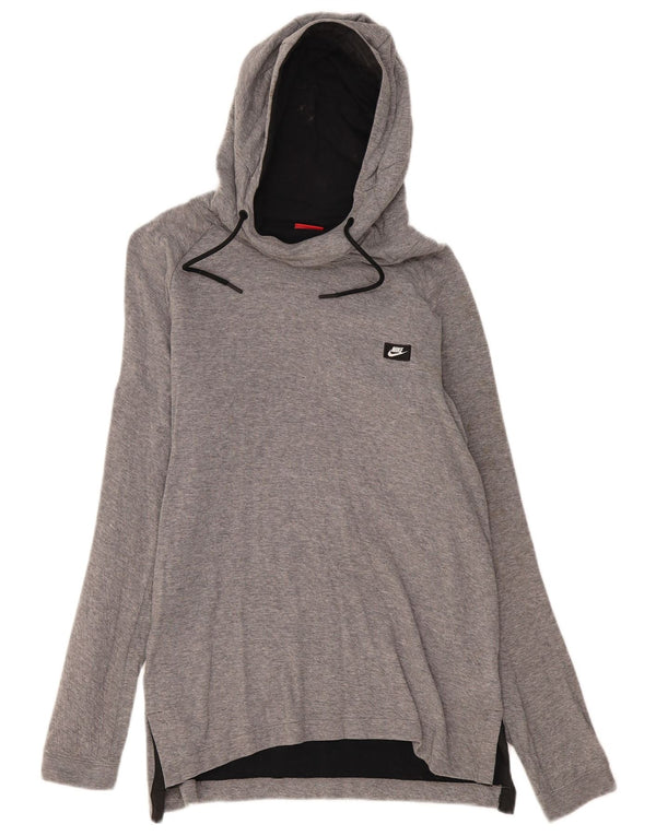Nike Womens Oversized Hoodie Jumper UK 10 Small Grey Cotton