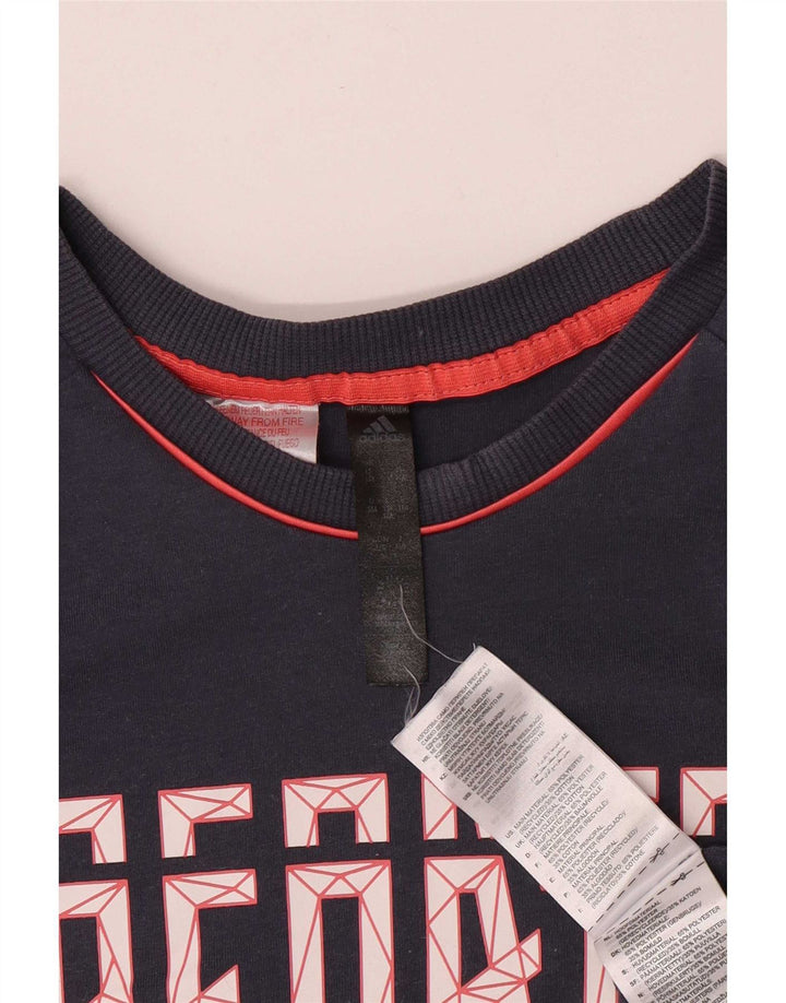 Adidas Boys Regular Graphic T-Shirt Top 13-14 Years Navy Blue Polyester