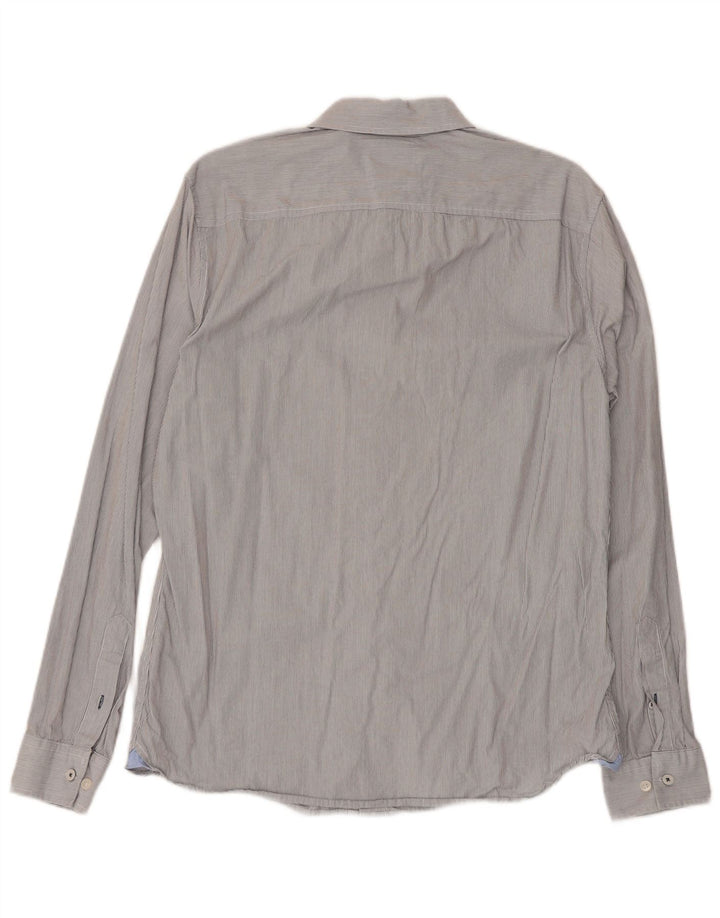 Crew Clothing Mens Slim Fit Shirt Medium Grey Pinstripe Cotton