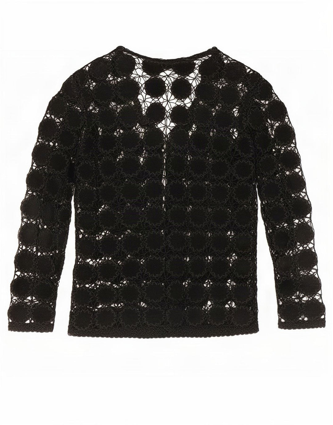 Vintage Womens See Through Crochet Cardigan Top UK 14 Medium Black