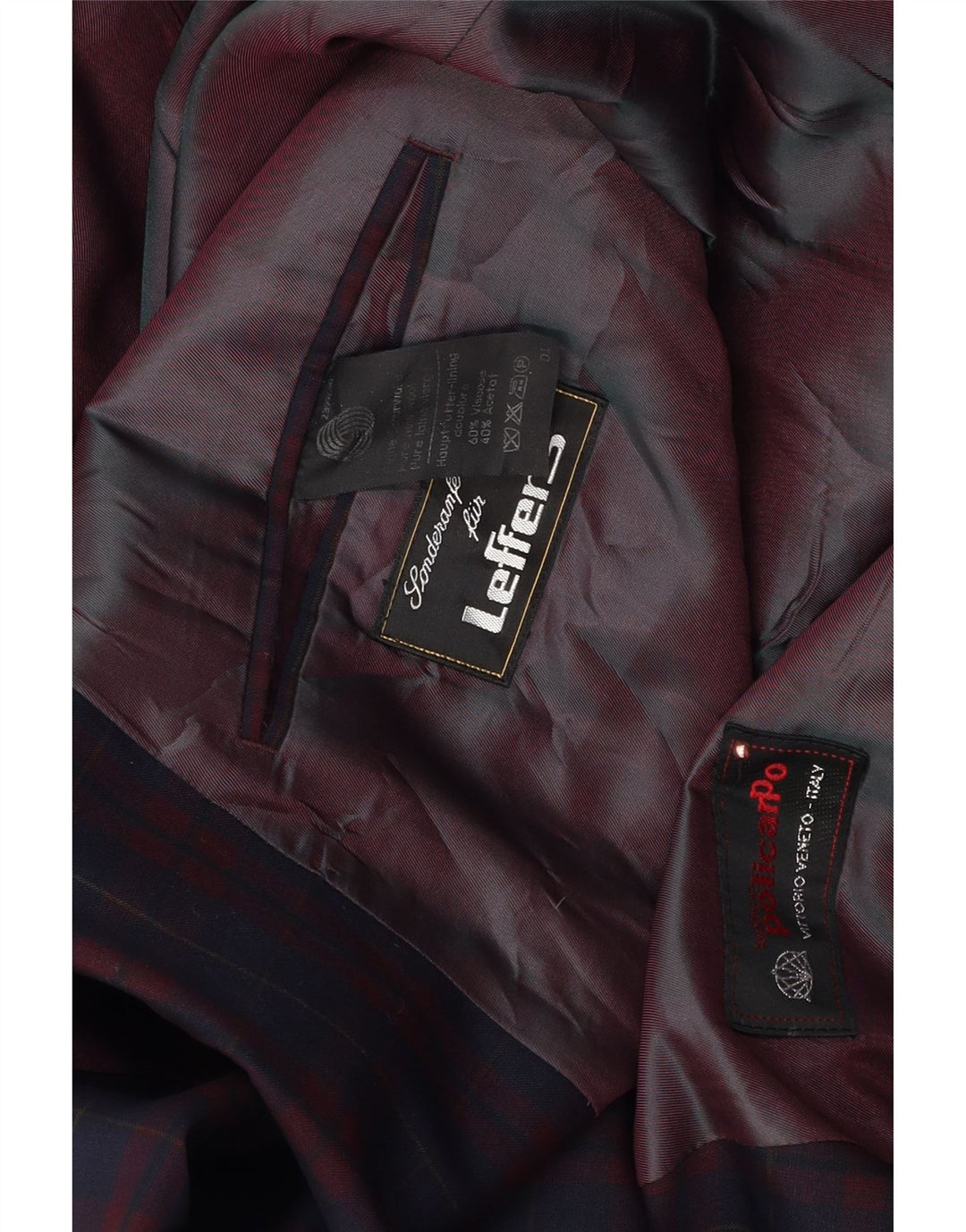 Policarpo Mens Double Breasted Blazer Jacket UK 40 Large Navy Blue Check