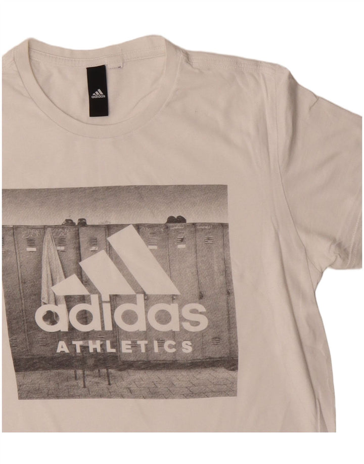 Adidas Mens Graphic T-Shirt Top Small White Cotton