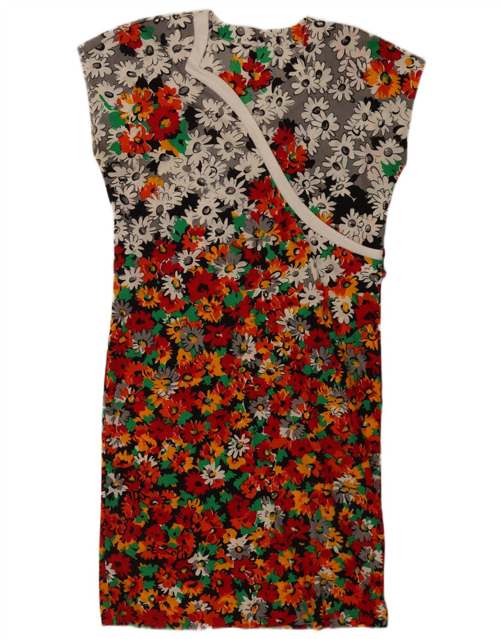 Vintage Womens Sheath Dress UK 14 Large Multicoloured Floral