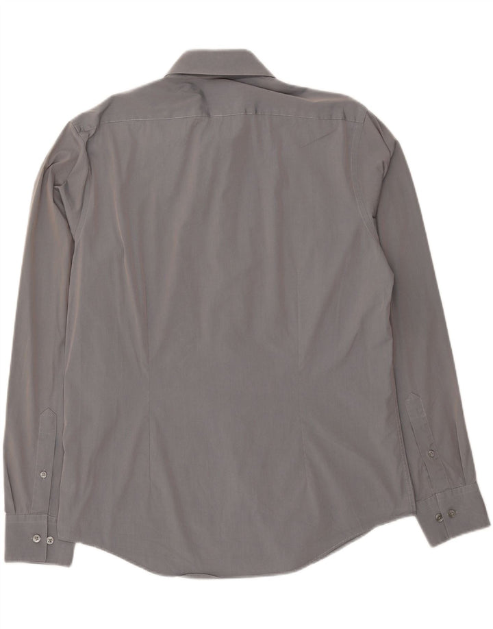 CALVIN KLEIN Mens Slim Fit Shirt Size 40 15 3/4 Medium Grey Cotton Vintage Calvin Klein and Second-Hand Calvin Klein from Messina Hembry 