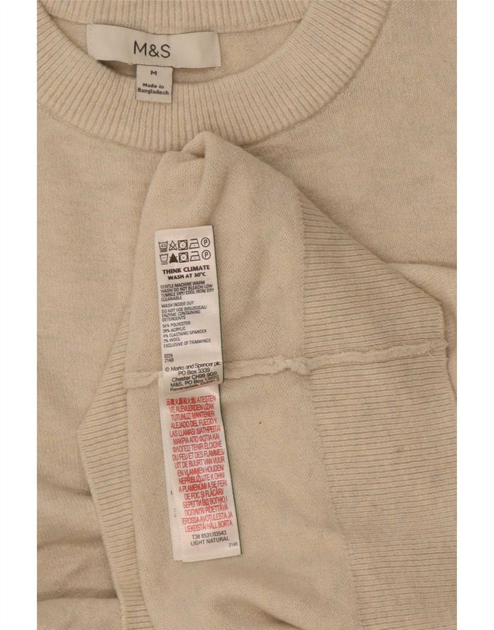 Marks & Spencer Womens Crew Neck Jumper Sweater UK 14 Medium Beige