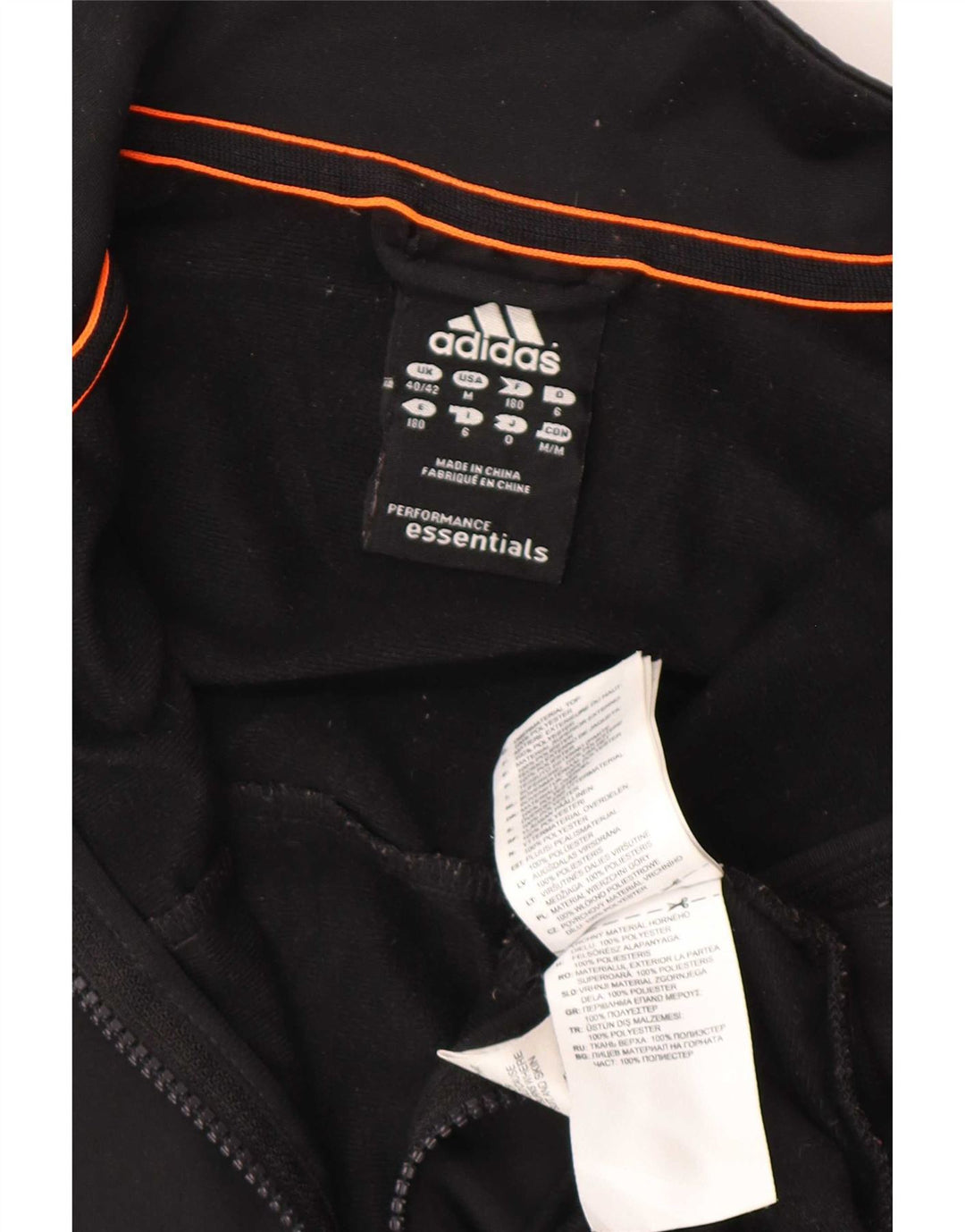 Adidas Mens Tracksuit Top Jacket UK 40/42 Medium Black Polyester