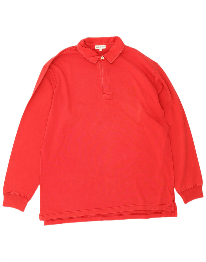 Alberto Aspesi Mens Long Sleeve Polo Shirt Medium Red Cotton