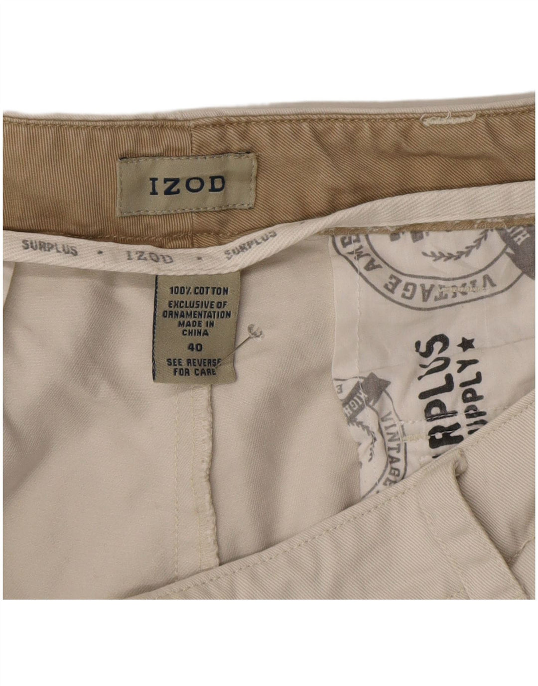Izod Mens Cargo Shorts W40 XL Beige Cotton
