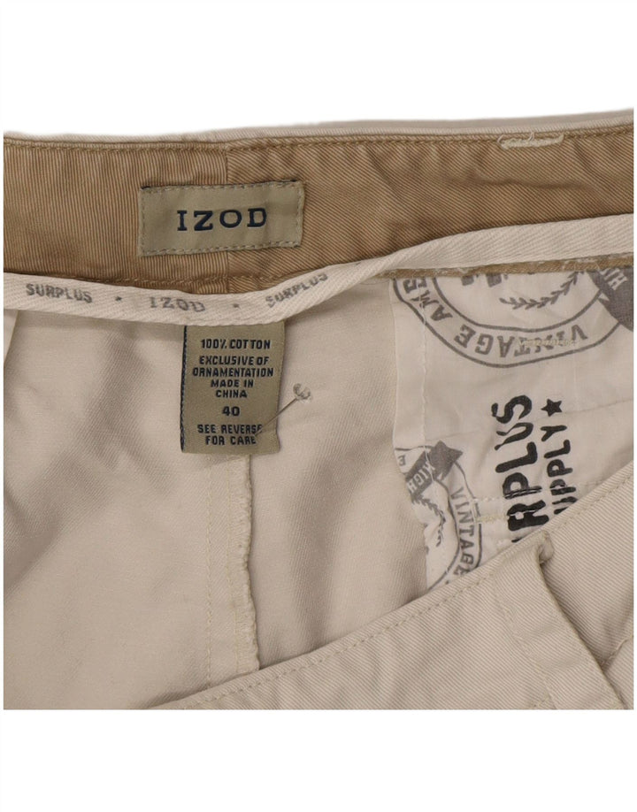 Izod Mens Cargo Shorts W40 XL Beige Cotton