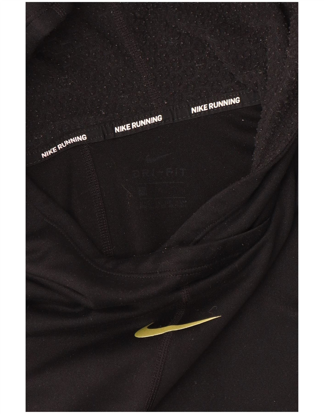 NIKE Womens Running Hooded Graphic Top Long Sleeve UK 14 Medium Black