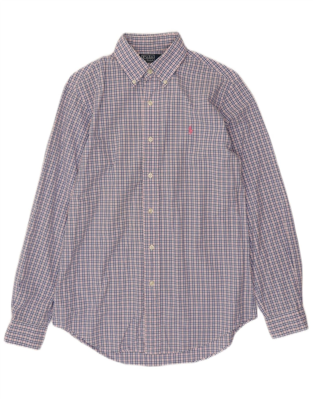 POLO RALPH LAUREN Mens Custom Fit Shirt Small Blue Check Cotton