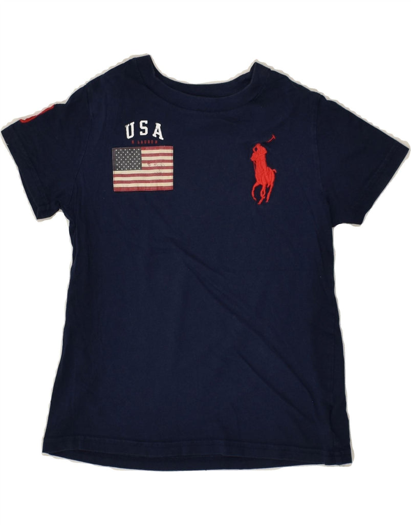 POLO RALPH LAUREN Boys Graphic T-Shirt Top 3-4 Years Navy Blue Cotton | Vintage Polo Ralph Lauren | Thrift | Second-Hand Polo Ralph Lauren | Used Clothing | Messina Hembry 