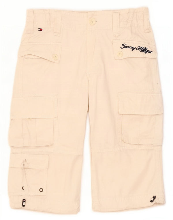 Tommy Hilfiger Boys Cargo Bermuda Shorts 7-8 Years W24 Off White Cotton