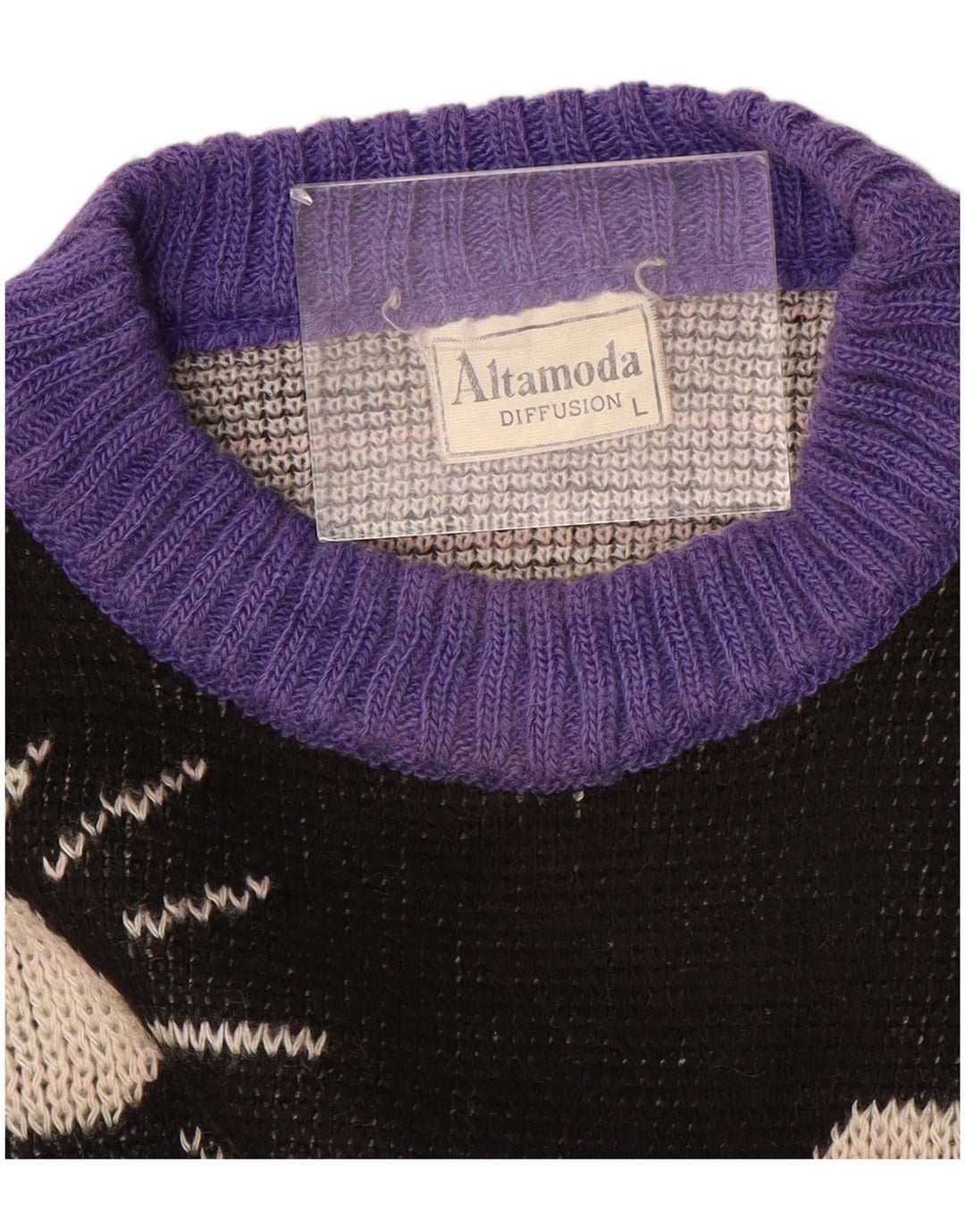 ALTA MODA Womens Crew Neck Jumper Sweater UK 16 Large Purple Colourblock