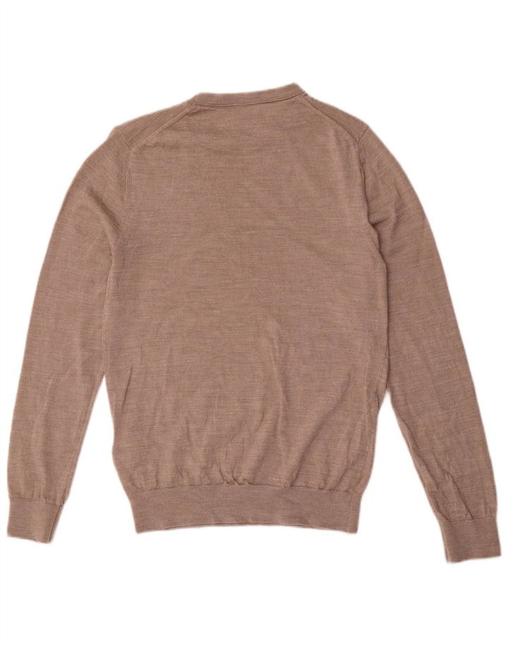 Reiss Mens Crew Neck Jumper Sweater Medium Brown Wool