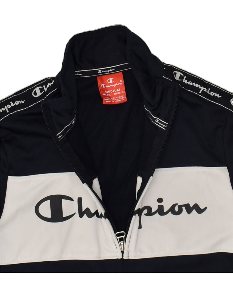 CHAMPION Boys Graphic Tracksuit Top Jacket 9-10 Years Medium Navy Blue | Vintage Champion | Thrift | Second-Hand Champion | Used Clothing | Messina Hembry 