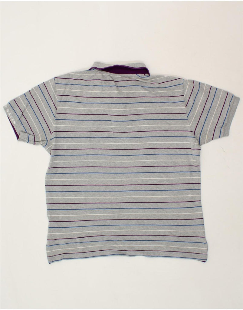 NORTH SAILS Mens Polo Shirt Large Grey Striped Cotton Vintage North Sails and Second-Hand North Sails from Messina Hembry 