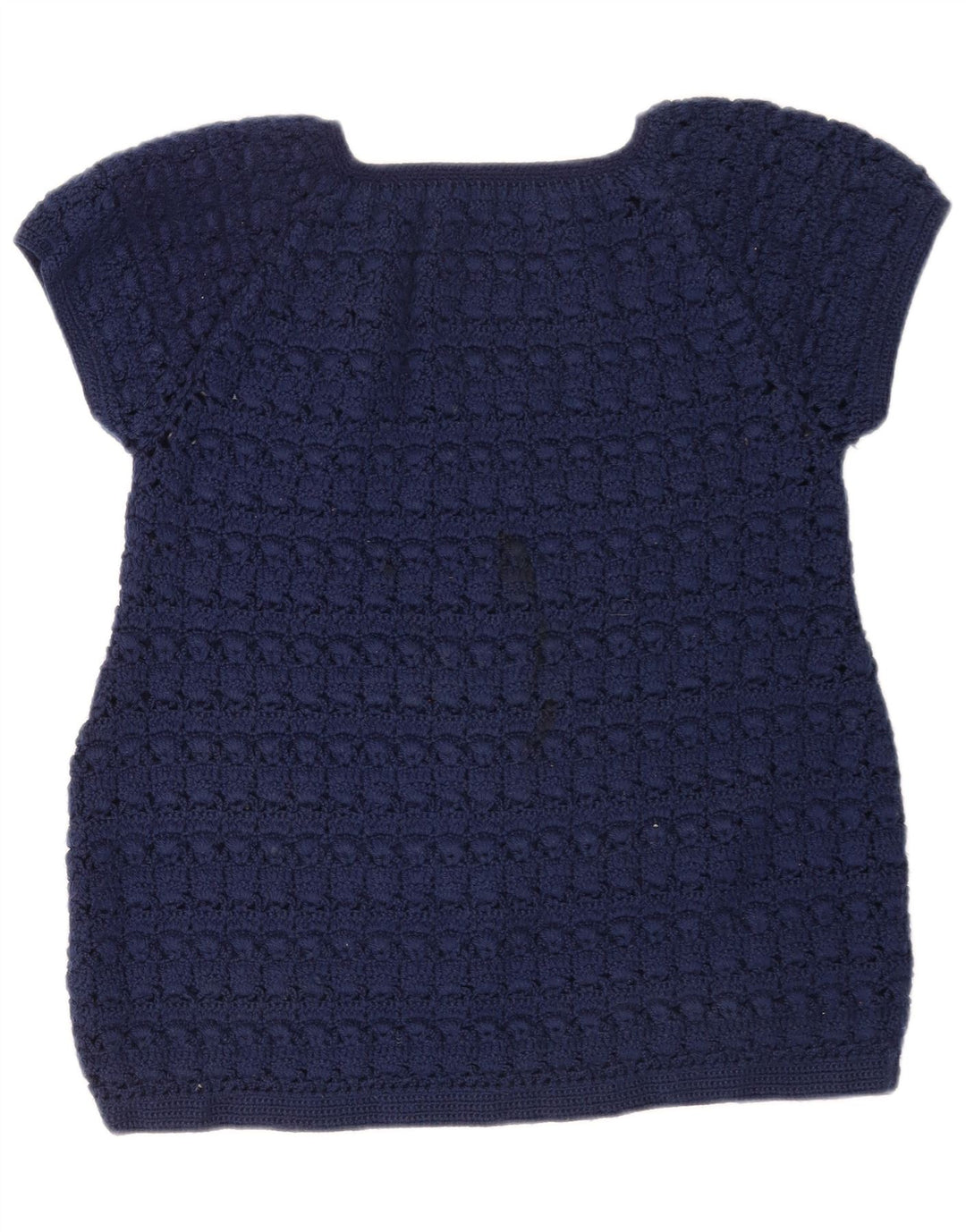 Vintage Womens Knit Blouse Top UK 12 Medium Navy Blue