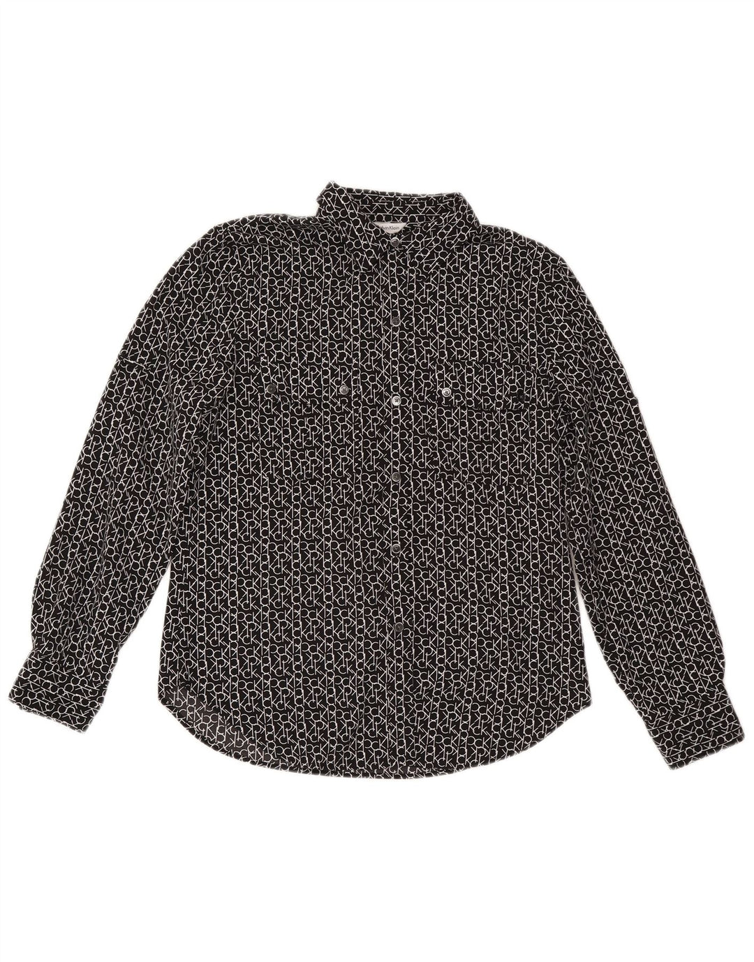 Calvin Klein Womens Graphic Shirt Blouse UK 10 Small Black Designer