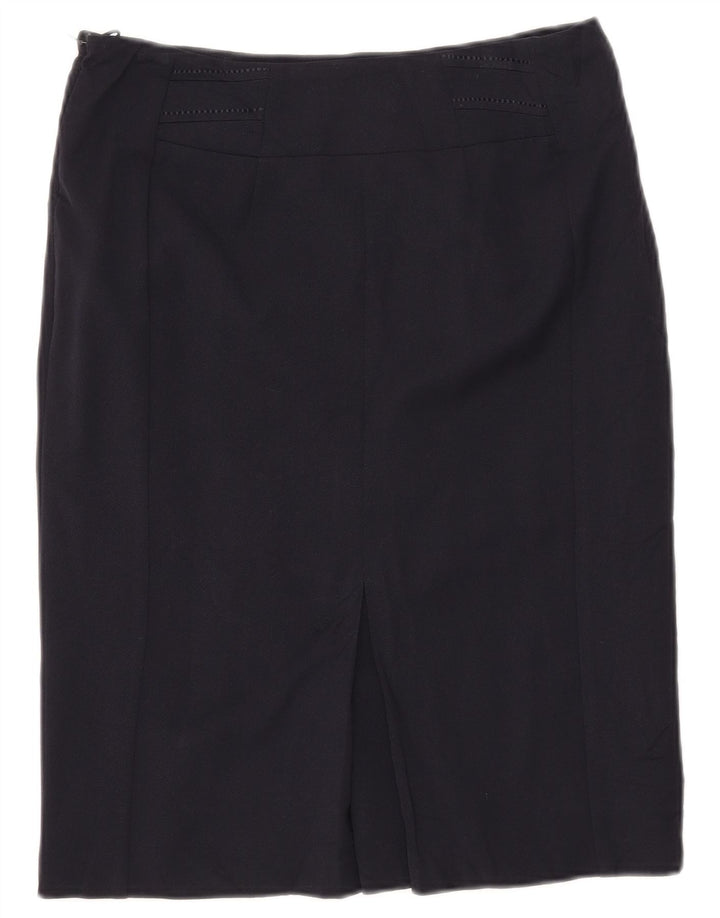 MARKS & SPENCER Womens Straight Skirt UK 10 Small W30 Navy Blue Polyester
